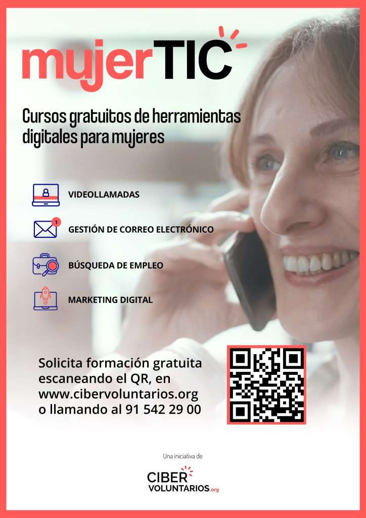 Formaciones TIC gratuitas para promover la inclusión digital y reducir la brecha tecnológica en colaboración con la Comarca Campo de Daroca y Cibervoluntarios.
