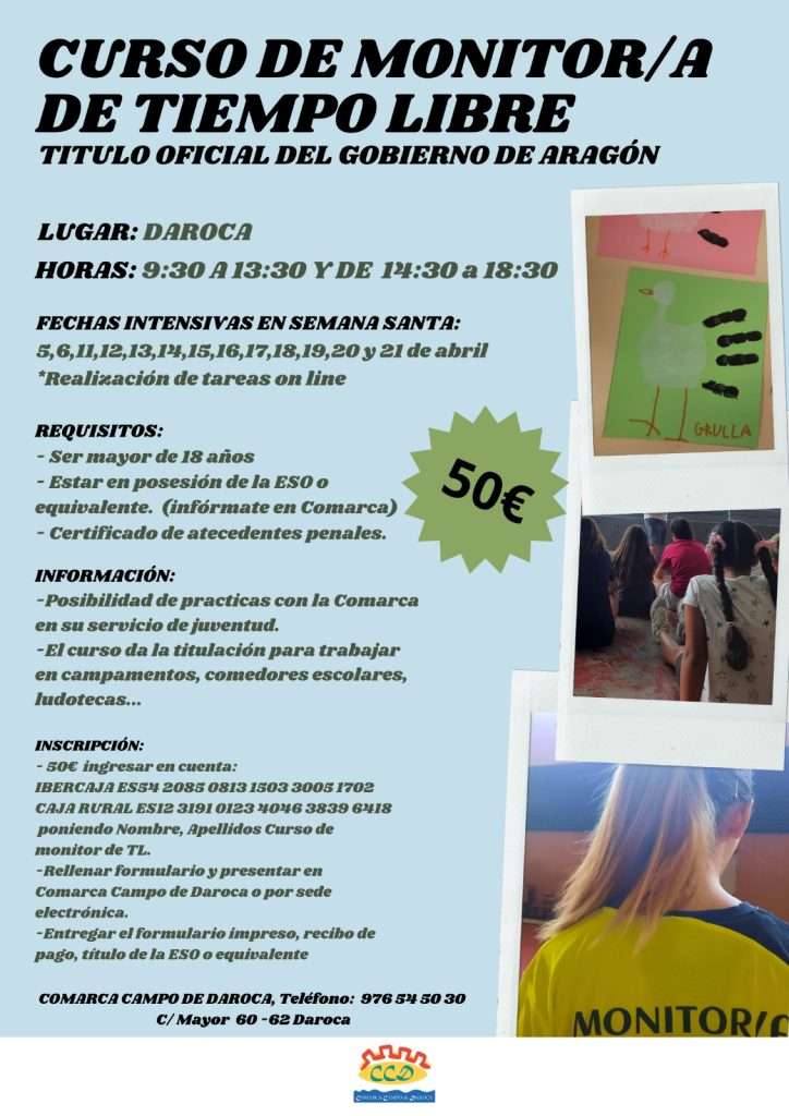 Cartel curso monitor tiempo libre